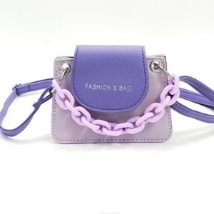 Faux leather mini lavender clutch purse.